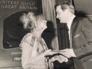 Eddie Braben receives Writers' Guild Award from Goldie Hawn 1969