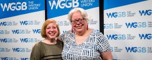 WGGB's outgoing Chair Gail Renard with new Chair Lisa Holdsworth (right)
