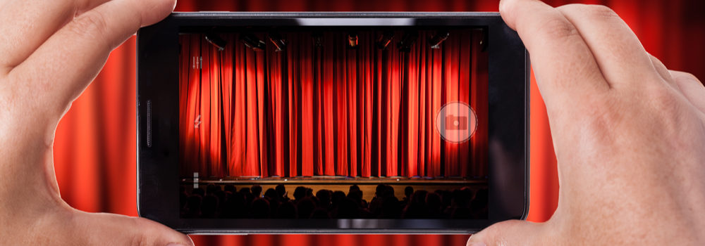 Theatre curtains on mobile phone
