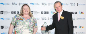 Best Play presenter Emma Reeves with winner Kevin Dyer
