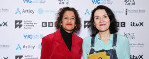 Best Radio Drama winner Katie Hims (right) with presenter Samira Ahmed