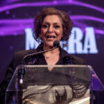 Meera Syal presenting the 2024 Audio Drama Awards