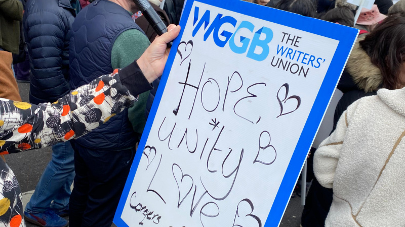 WGGB members with placards and flags on the Together Alliance march against the far-right
